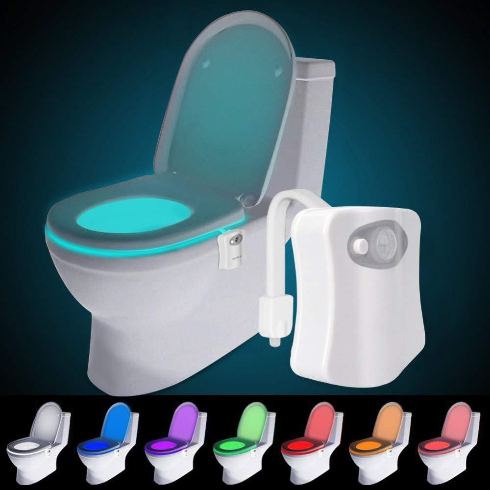 Honoson 6 Pieces Toilet Night Light Lamp Changing LED Toilet Bowl Lamp  Motion Activated LED Toilet Light Washroom Light Toilet Lamp for Bathroom
