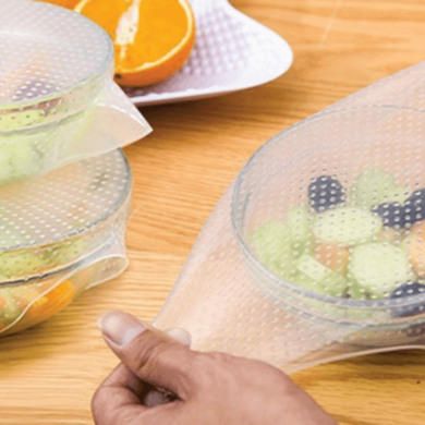 Reusable and Adjustable Silicone Food Covers: 4-Pack